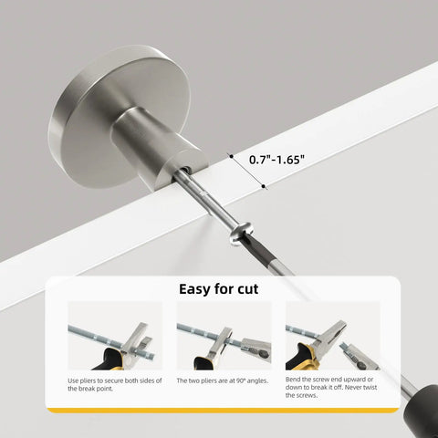 Close-up of Heavy Duty Zinc Alloy Cabinet Knobs 5 Pack Brushed Nickel Drawer Handles with installation diagram.