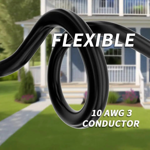 Flexible view of Beefy Heavy Duty 25 Ft 10 Gauge Outdoor Extension Cord With Lighted Indicator Waterproof SJTW 15 Amp 1875 Watt