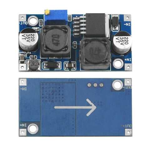 XL6009 DC-DC Buck Boost Power Module Bundle For Solar Panels, 4A 400KHz Adjustable Regulator, front and back view