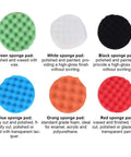 Versatile 6 Inch Sponge Polishing Buffing Pad Wheel Kit For Car Waxing Surface Cleaning And Detailing. Variety of colorful sponge pads.