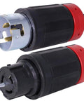 Solid Grip 50 Amp Twist Lock Extension Cable CS6365C To CS6364C heavy duty generator power cord connectors close-up.