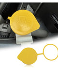 Windshield Washer Fluid Cap Replacement Direct Fit OEM 86615FJ000 for Subaru, secure seal, installed and close-up view