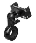All Metal Motorcycle Phone Mount With 20MAXX Vibration Dampening Spring Cradle, Universal Clamp for handlebars, shown in black