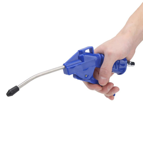 Heavy Duty Air Dust Blower Pump For Machines And Auto Detailing Built Tough ABS Handle in hand with metal nozzle.