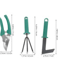 10 Piece Portable Metal Garden Tool Set With Carrying Case For Outdoor Planting Including Rake Pruner And Shovel A Must Have Beginner Friendly Lawn Care Kit For Plant Maintenance And Everyday Garden Tasks, green metal pruner, rake and shovel with sizes