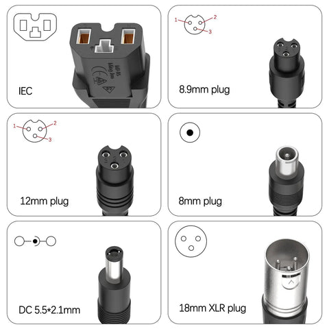 54.6V 2A Electric Bike Fast Charger With All In One Universal Connectors For 48V 10S Ebike Lithium Battery Replacement Plugs For Gotrax Jetson Razor Ninebot Segway And More