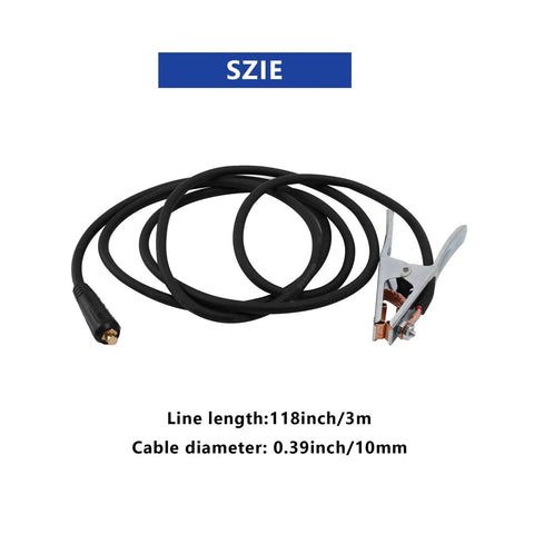 Heavy Duty 300 Amp Grounding Welding Earth Clamp Clip With 10-25 Plug Connector For MIG TIG Machines, 3m cable, secure grip.