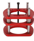Heavy Duty Clamping Router Table Lifting Base With Four Jaw Clamp System For Woodworking Aluminum Alloy Table Base For DIY Engraving And Small Trimming Machines, red aluminum alloy, top view