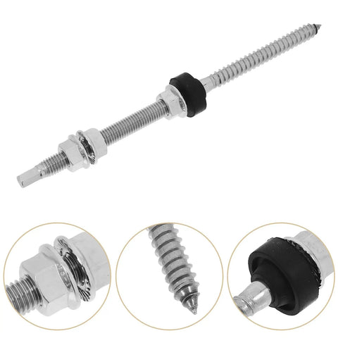 Stainless Steel Solar Mounting Hanger Bolts Heavy Duty Fasteners Built Tough For Rock Solid Roof Panel Securing And Smooth Gate Hardware Installations close-up showing threaded rod and rubber gasket.
