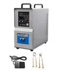 Built Tough Industrial Induction Heater With Water Cooled Safety Shield 15Kw 200 To 600 Amps 30 To 100 Khz back view with cables and coils.