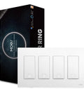 Second Generation WiFi Smart Light Switch, White 4 Gang, 2.4GHz WiFi, Neutral Wire Required, product and packaging