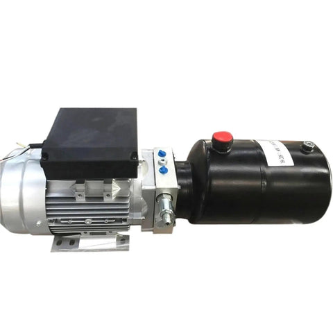 Heavy Duty Electric Hydraulic Power Unit With Integrated Reservoir Tank For Lift Tables Featuring Zero Point Seven Five Kilowatt To Four Kilowatt Motors side view image.