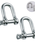 Straight Up Built Tough 304 Stainless Steel D Shape Screw Pin Shackle 3 8 Inch Two Piece Kit, close-up view of two shackles.