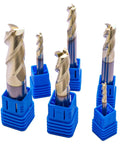 Solid Carbide End Mill Set For Aluminum, 6 Pc ZRN Coated, Beast Mode 3 Flute, 37 Degree Helix, Square End Bits in blue holders