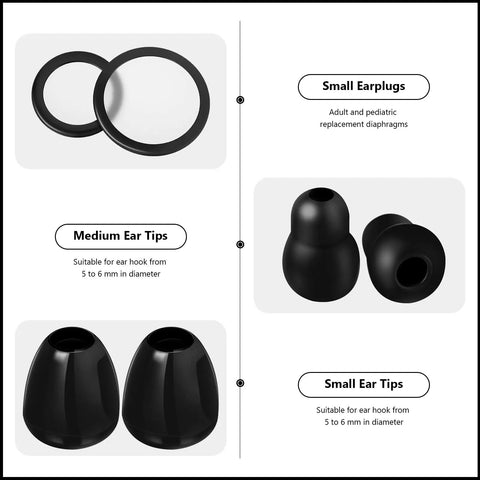 24 Pack Stethoscope Spare Parts Kit With Replacement Diaphragms And Ear Tips, Black Stethoscope Accessories, includes ear tips