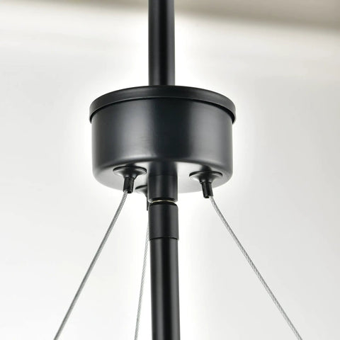 Close-up of mounting fixture for Orono 3 Light On Trend Modern Farmhouse Black Pendant Ceiling Light with Wood Accent and Clear Glass Shades