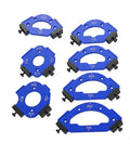 Precision Round Corner Radius Template And Woodworking Router Jig set of blue acrylic jigs for smooth, uniform curved cuts
