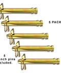 Three Point Tractor Hitch Pins Built Tough for the Farm Heavy Duty Mild Steel Four Inch Usable Length Five and a Half Inch Overall Length Three Quarter Inch Diameter Includes Lynch Pin For Category One Tractors Five Pack shown in a 5 pack with lynch pins included.