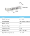 Heavy Duty Ip67 Waterproof Led Driver Power Supply 18W 24V Ac Dc Constant Voltage Transformer dimensions with specifications