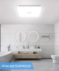 Daylight White 5000K 24W Square Flush Mount LED Ceiling Light 2050 Lumens No Flicker IP44 in modern bathroom