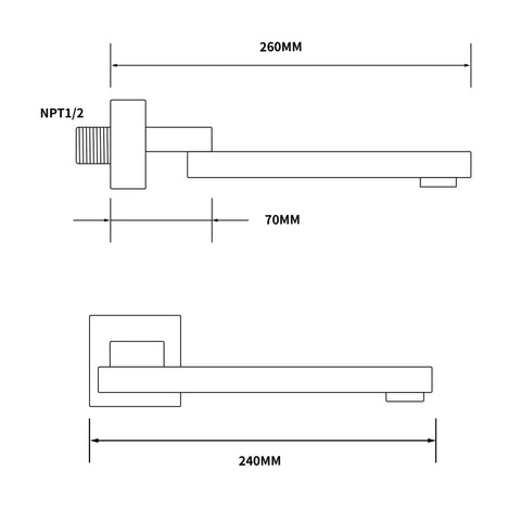 Technical drawing of Wall Mounted Folding Brass Bathtub Faucet System With 180 Degree Rotating Spout And Brushed Nickel Finish Space Saving Shower Set For Modern Bathrooms Easy Install with dimensions.