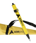 Mini Stakeout Prism Pole Made From Aluminum For High Accuracy Surveying On Site With Field Ready Pro Grade Build Electrostatic Powder Coat Built In Bubble Vial And Carrying Case Included In Bright Yellow, shown with case