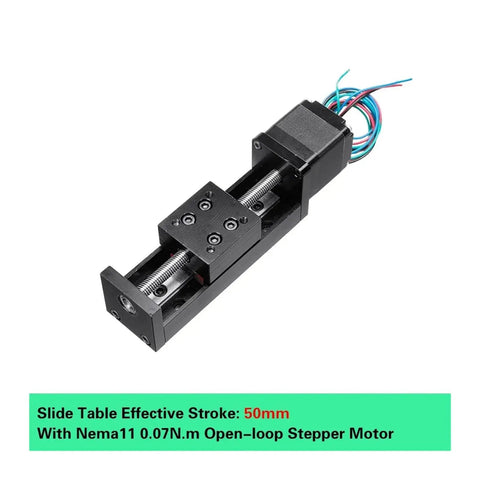 Slide Table Kit For CNC Systems With T Type Linear Guide Rail Stage 50mm Stroke And 6mm Pitch Electric Linear Stage Pro Grade Precision Ball Transmission Heavy Duty Load For Smooth And Accurate Milling, Nema11 motor