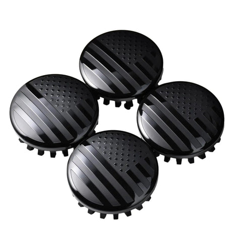 Chevrolet Blackout USA Flag Wheel Center Cap Set, 83mm Outer Diameter, 73mm Inner, 4 Pack, Fits Most 18 to 22 Inch Rims
