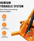 Close-up of Heavy Duty Electric Pallet Stacker Lift 170cm Foldable Design 500-700kg Capacity hydraulic system components.