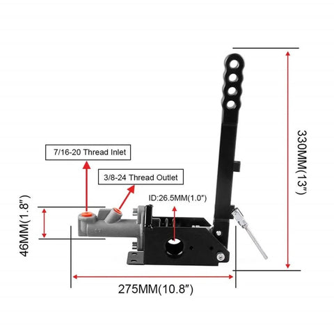 Hydraulic Handbrake Adjustable Ebrake Long Lever Handle For Drift Track Rally Racing Master Cylinder 0.75 Inch Fit Vertical