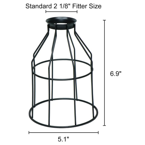 Premium Black Metal Wire Cage Lamp Guard For Ceiling Fans And Pendant Lights Killer Diamond Shape Light Cover, 6.9" tall and 5.1" wide.