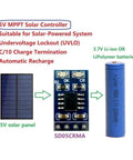 5V MPPT solar controller with solar panel and Li-ion battery, suitable for solar-powered systems and automatic recharge.