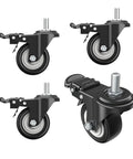 Heavy Duty Swivel Casters 2 5 Inch Set Of 4 With M10x25mm Threaded Stem And Dual Lock Brakes showing smooth rolling wheels.