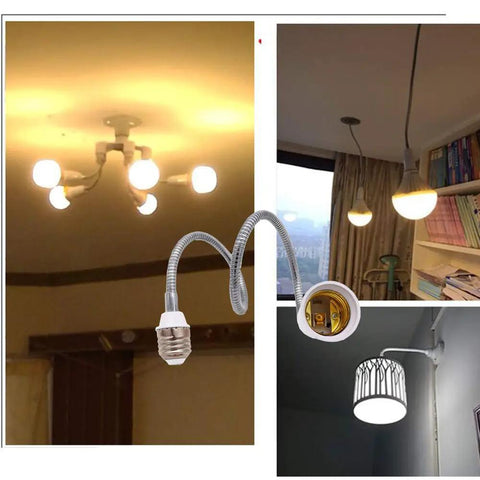 Flexible Gooseneck E26 E27 Light Socket Extender Adapter 22.5 Inch Extension Set Of Two Bendable Adjustable Socket Extender For Lamps And Ceiling Fixtures Easy Angle Adjustment Perfect For Task Lighting
