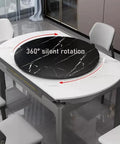 Heavy Duty 27 Inch Lazy Susan Turntable Smooth Spinning Solid Wood Rotating Serving Tray For Kitchen And Dining Room on a white marble table.