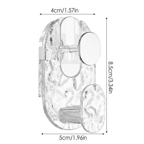 Grippy Wall Mount Hook With Heavy Duty Adhesive Strip No Stress Drilling Required, clear pc hook measuring 4x8.5cm for hanging towels.