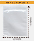 1000 Pack 6X10 Clear Shipping Label Sleeves With Heavy Duty Self Adhesive Backing For Waterproof Packing Slip Pouches showing measurements.