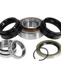 Rear differential bearing and seal kit with metal races, silver inner rings, black oil seals and snap rings