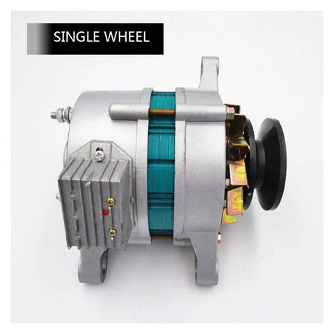Hassle Free 12V AC DC Portable Generator With Grippy Magnetic Mount And Bright Work Light 750W Single Wheel close-up view of single wheel and motor components.