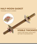 Rock Solid Hold Alloy Steel Miter Bolts For Butcher Block Furniture And Wooden Tables, 5/16 Inch By 3-1/2 Inch half-moon gasket and bolt detail.