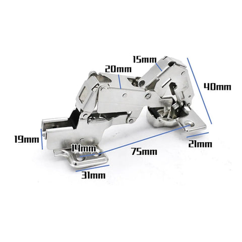 Hydraulic Corner Cabinet Hinge With Soft Close And 165 Degree Opening Easy No Drill Install For Frameless Inset Cabinets with dimensions