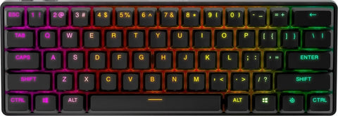 Compact Sixty Percent Wireless Mechanical Gaming Keyboard with vivid RGB illumination and premium PBT keycaps.