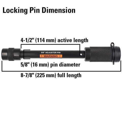 Diagram of Keyed Trailer Hitch Lock Pin Heavy Duty Five Eighths Inch Diameter With Extra Long Four Point Five Inch Span dimensions