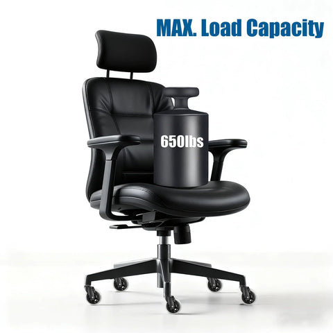 Office chair showing 3 Inch Rubber Chair Casters Replacement Set Of 5 With Universal 11mm Stem installed with 650lbs weight capacity.
