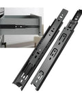 Beefy Black Bottom Mount Drawer Slides That Glide Smooth As Glass Hidden Undermount Cabinet Hardware installed with drawer.