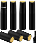 200 Piece Black Heat Shrink Wine Bottle Caps With Tear Tab 30Mm By 60Mm Pvc Shrink Sleeve Seals For Home Cellar displayed on a white background.