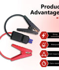 Straight Shot EC5 Replacement Cable For Portable Jump Starters 10 AWG with black and red clamps showcasing strong conductivity.