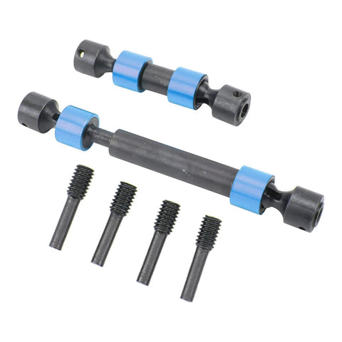 Traxxas Compatible Center Drive Shaft Splined Universal Steel CVD Driveshaft For REVO 3.3 Summit E REVO 2.0 T MAXX RC Cars Adjustable Front 3.11 To 3.62 Inches And Rear 5.08 To 6.3 Inches High Performance Drivetrain Upgrade Blue, steel CVD set with screws
