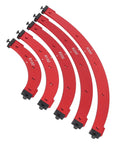 Heavy Duty Dead On Precision Aluminum Alloy Corner Jig Template Set For Woodworking Router Projects Sharp Internal And External Edge Trimming Guide R100 to R300 Sizes showing various curve templates.