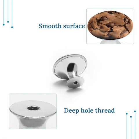 Chocolate Cookie Stainless Steel Cabinet Knobs And Drawer Handles Top Tier Beast Grade Kitchen Furniture Hardware close-up of smooth knob with deep thread